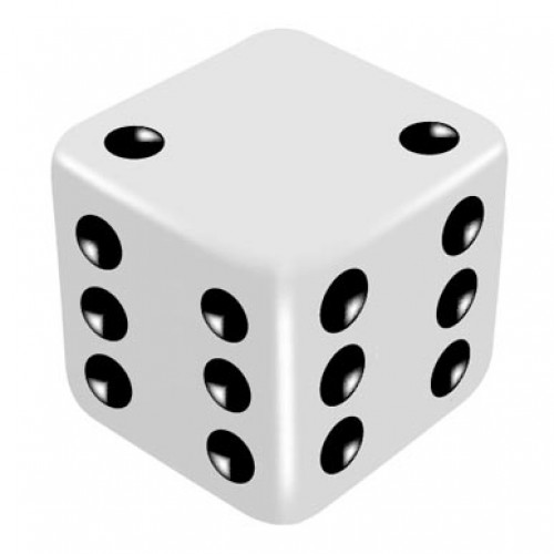 16mm White Two Way Force Dice - Force Number 2 or 6 by PropDog