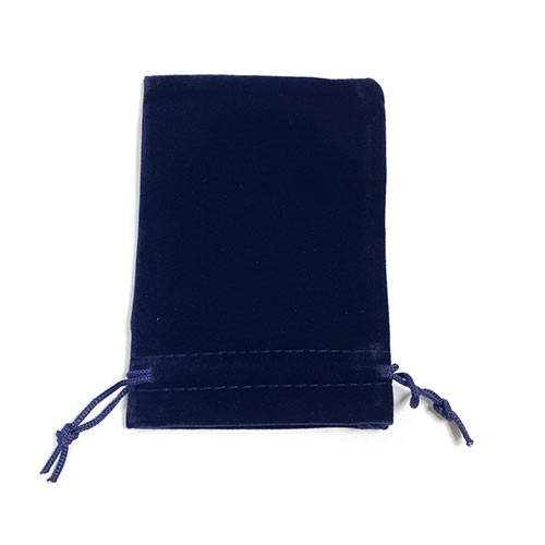 Navy Blue Velvet Drawstring Bag/Pouch - 9.5cm x 13cm