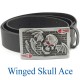 Winged Skull Ace Belt Buckle